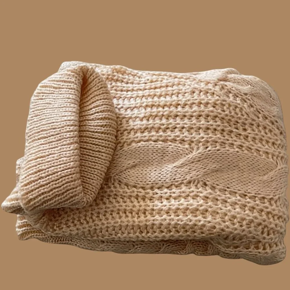Plus Size Textured Cable Knit Ribbed Hem Turtleneck Sweater 5XL (Fits Smaller) - Picture 6 of 6